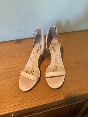 Sam Edelman Beige Open-Toe Ankle Strap Heels